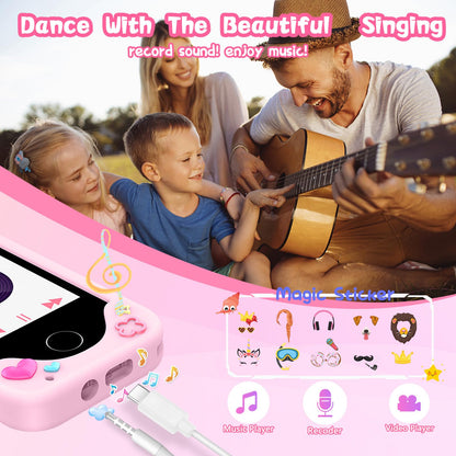 Kids Smart Phone for Girls, Christmas Birthday Gifts for Girls Age 3-10,Kids Toys Cell Phone, Toddler Learning Play Toy Phone with Dual Camera, Game, Music Player