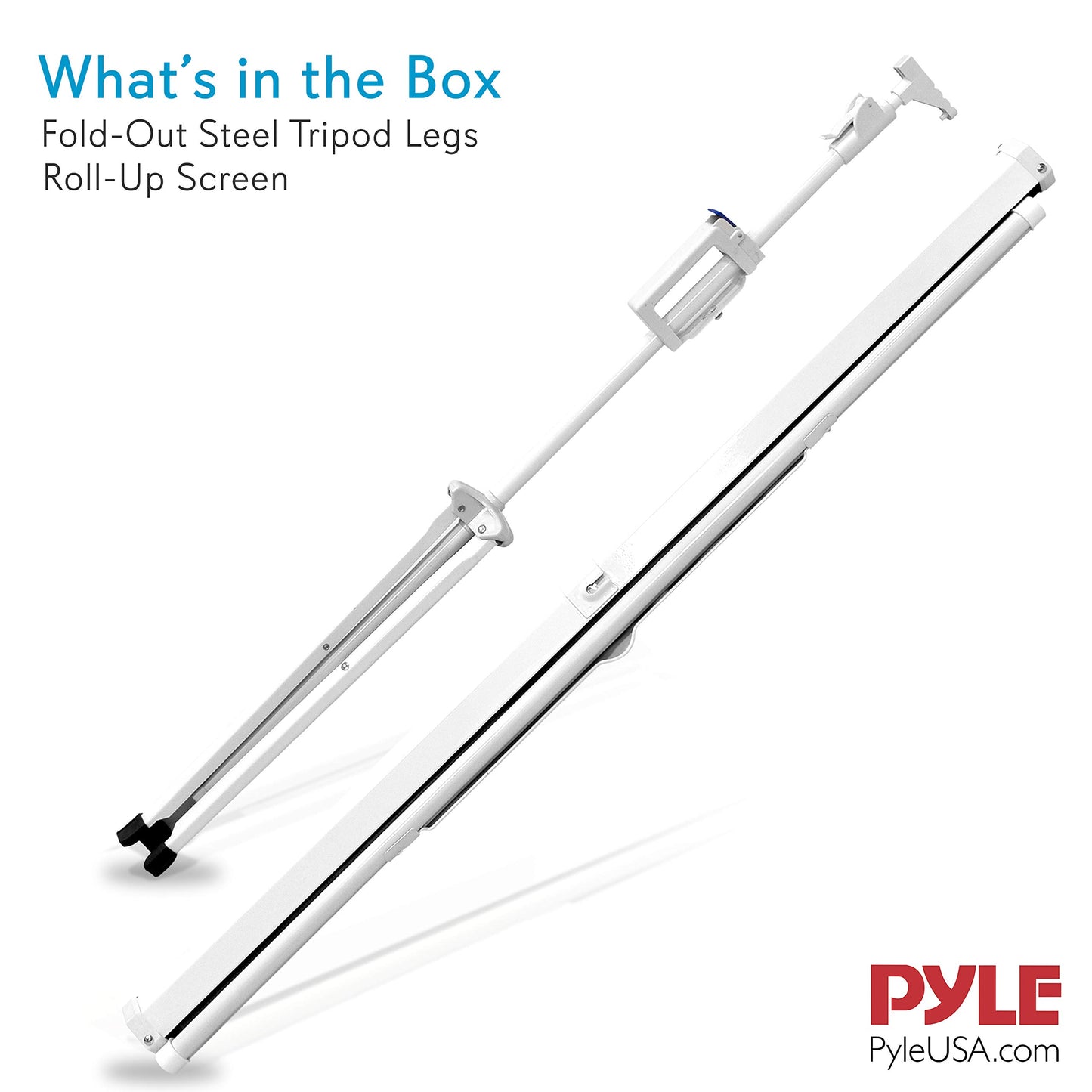 Pyle 50 Inch Portable Projector Screen with Tripod Stand – Lightweight, Durable, Easy Pull Setup Mobile Projection Screen with 4:3 Aspect Ratio, White Matte Fabric for Indoor/Outdoor Use