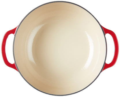 Lodge 7.5 Quart Enameled Cast Iron Dutch Oven with Lid – Dual Handles – Oven Safe up to 500° F or on Stovetop - Use to Marinate, Cook, Bake, Refrigerate and Serve – Island Spice Red