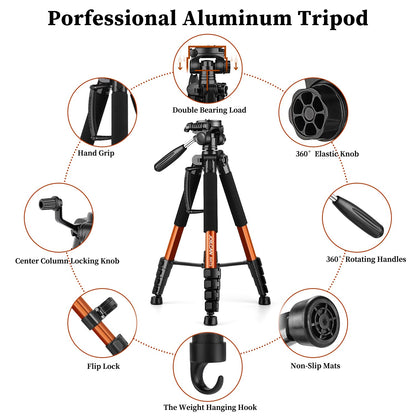 JOILCAN Tripod Camera Tripods, 74" Tripod for Camera Cell Phone Video Photography, Heavy Duty Tall Cameras Tripod Stand, Professional Travel DSLR Tripods Compatible with Canon iPhone, Max Load 15 LB