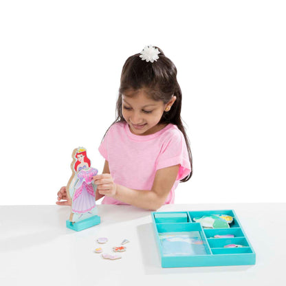 Melissa & Doug Disney Ariel Magnetic Wooden Dress-Up Doll Pretend Play Set (35 Pieces) Magnetic Dolls, Pretend Play & Preschool Toys for Kids Ages 3+