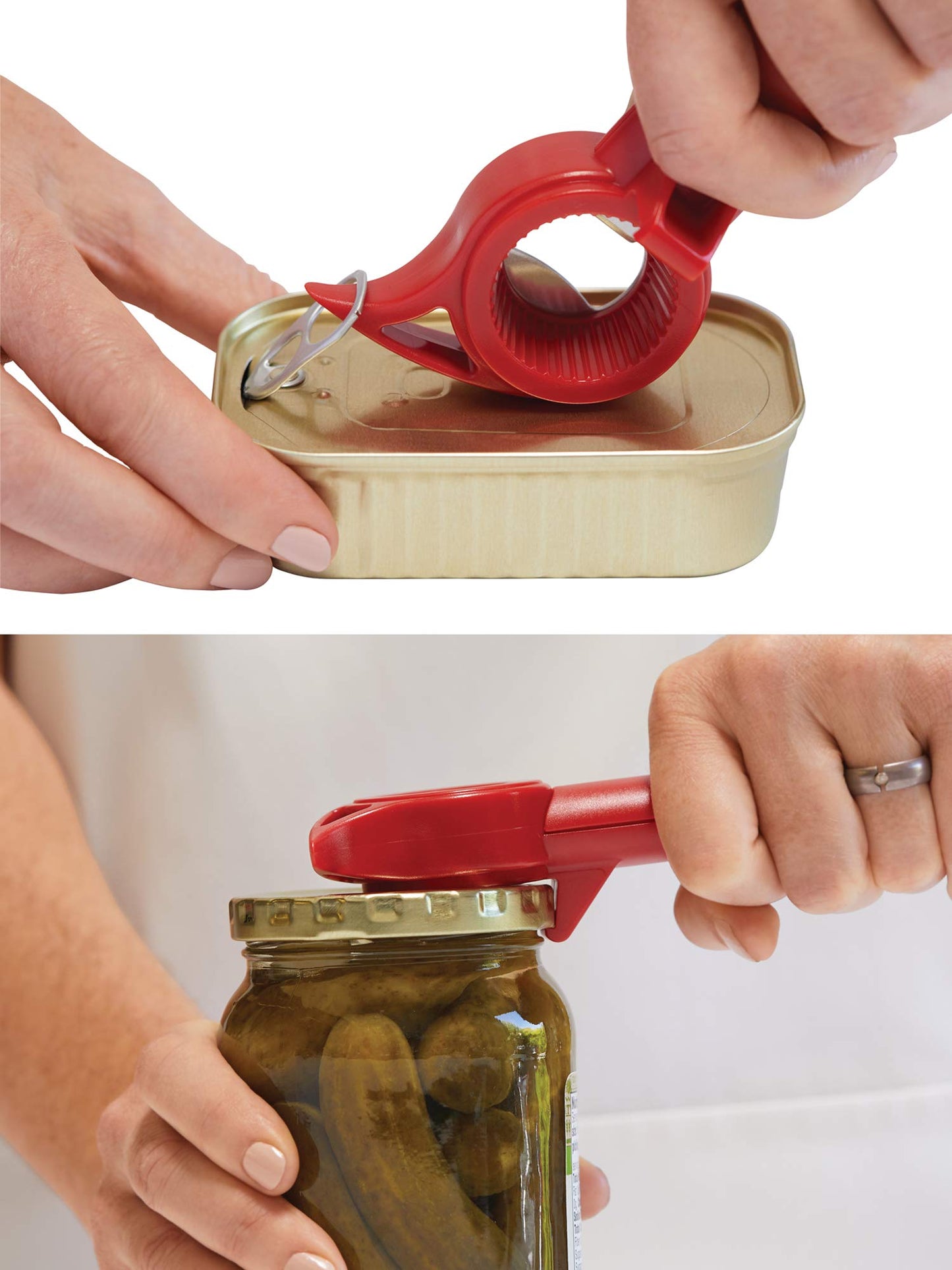 Kuhn Rikon Auto Safety Master Opener for Cans, Bottles and Jars, 9 x 2.75 inches, Red