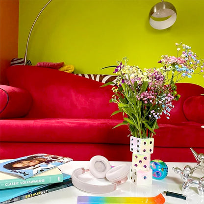 MOUGIGI Ceramic Dice Vase - Unique Decor for Dried Flowers, Rose, Pampas Grass - Stunning Design for Any Modern Space for Inspiring Smiles