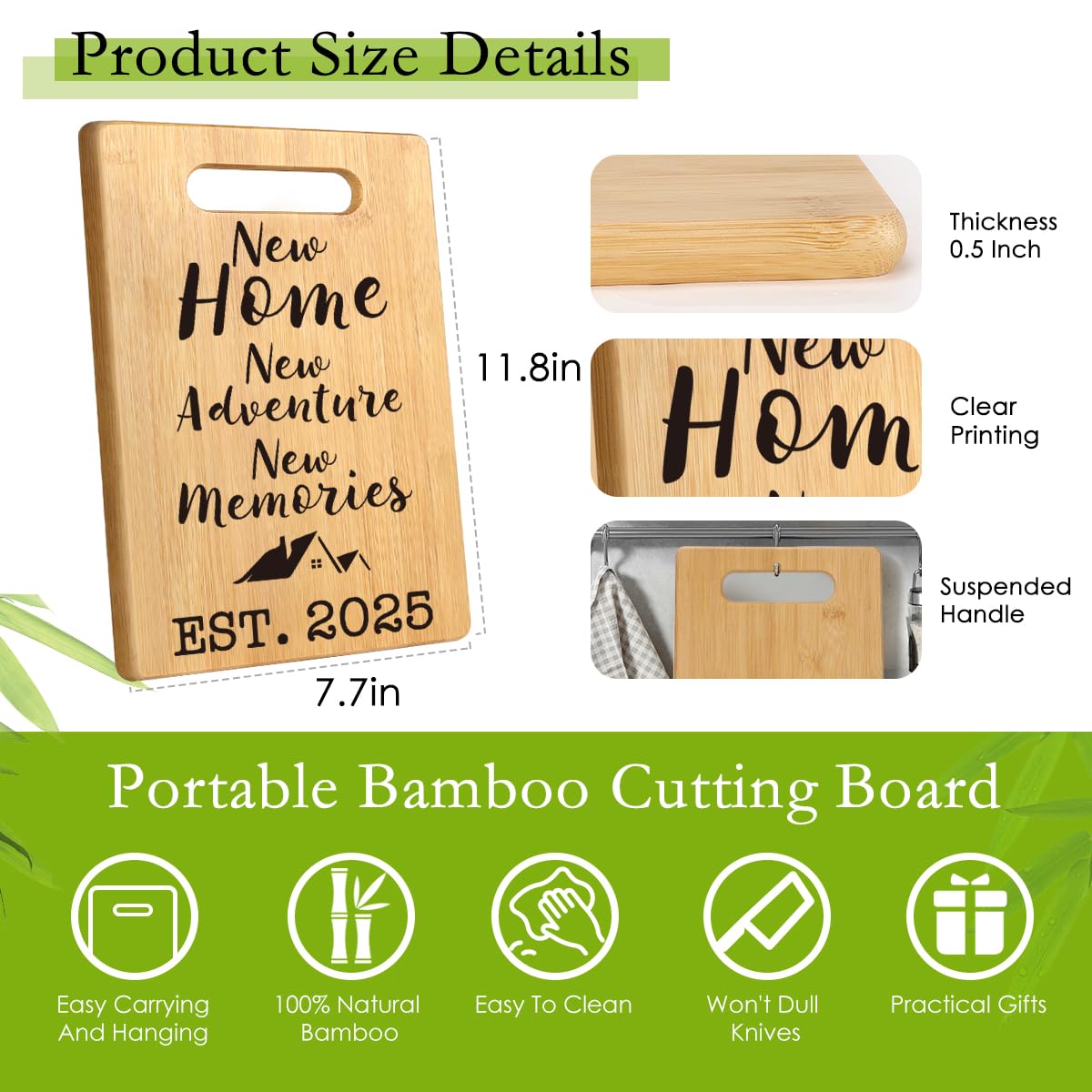 MY-ALVVAYS House Warming Gifts New Home, Perfect House Warming Gifts, New Home Gift Idea for Women Men Homeowner, New Apartment Essentials, New Home New Adventure New Memories 2025 Cutting Board