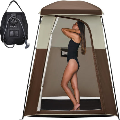KingCamp Oversize Space Privacy Camping Outdoor Shower Enclosure Portable Shower Tent for Camping 1 Room Brown Changing Tent Dressing Room