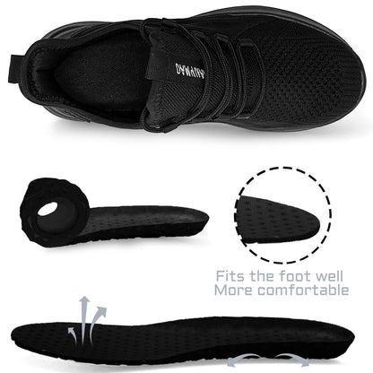 Mens Running Shoes Tennis Sneakers Walking Slip on Gym Black Workout Athletic Breathable Jogging Sport Casual Shoe Size 8.5