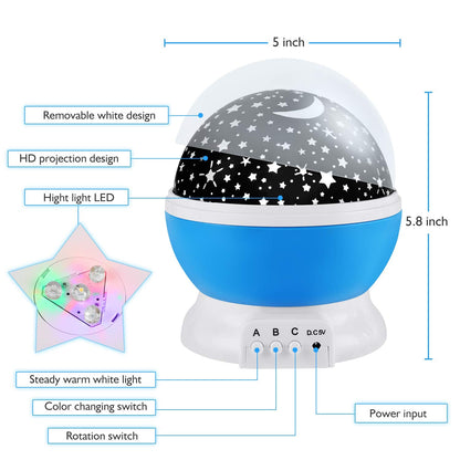 RICTLY Night Light for Kids, Kids Night Light Nebula 360 Degree Rotation - 4 LED Bulbs 12 Light Color Star Projector Changing with USB Cable, Romantic Gifts for Men Women Children