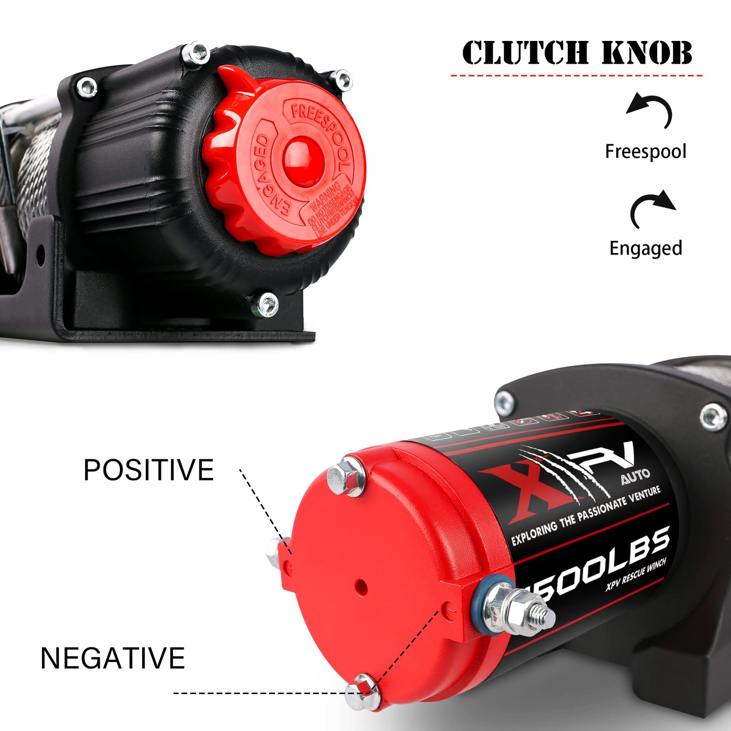 XPV AUTO 12V 4500LBS Steel Rope Electric Winch for Towing ATV/UTV Off Road with Wireless Remote Control Mounting Bracket IP67 Waterproof Electric Winch with 4-Way Roller Fairlead