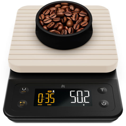 Greater Goods 0.1g Precision Coffee Scale with Timer – 3kg Digital Scale for Pour-Over, Espresso, French Press, Kitchen Use (Birch)