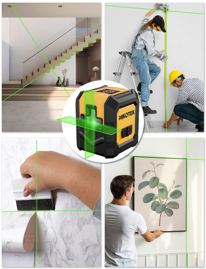 Nikotek Laser Level with Tripod, Self-Leveling Green Beam Horizontal and Vertical Cross-Line Laser for Home Decoration Carrying Pouch, Battery Included