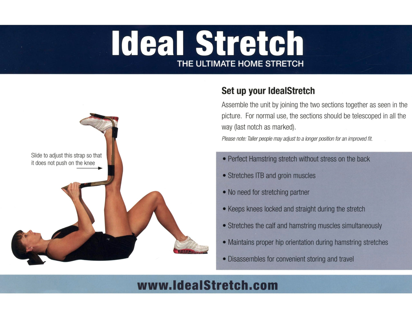 IdealStretch Original – Hamstring Stretcher, Lower Back Stretcher, Hip Stretcher, & Calf Stretcher - Knee Extension & Pain Relief