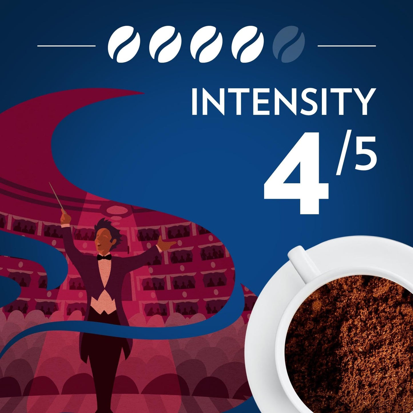 Lavazza Opera Intenso Ground Coffee 12oz Bag, Dark Roast, Bold and Balanced Taste, Intensity 4/5, Arabica and Robusta, Ideal for Drip Brewers, (Pack of 1) - Package May Vary