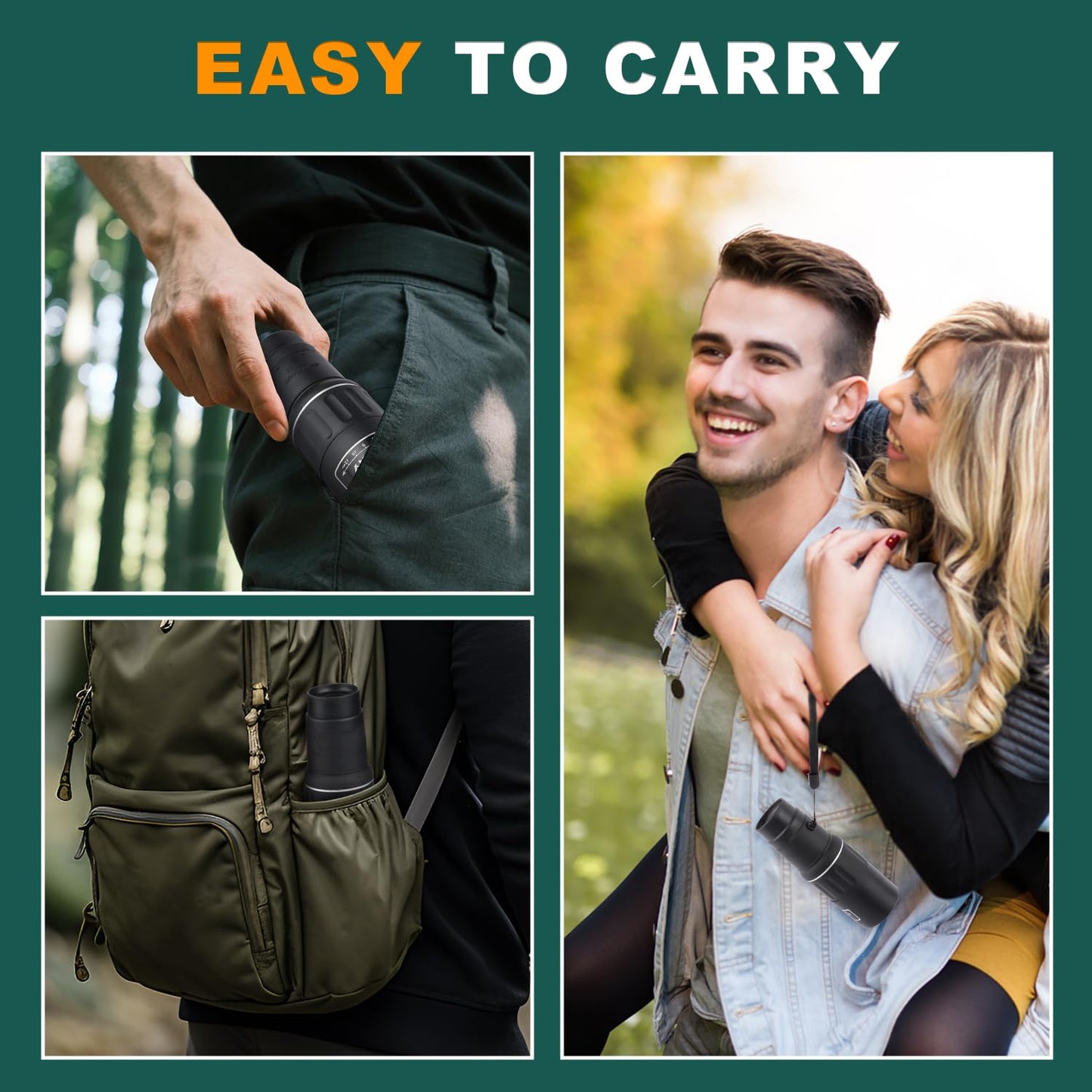 Pankoo 16X52 Monocular Telescope, 2025 High Power Prism Compact Monoculars for Adults Kids, HD Monocular Scope for Bird Watching Hiking Concert Travelling, D-Black