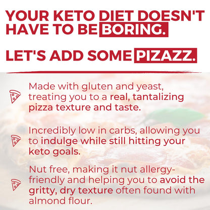 Keto Pizza Crust - Low Carb and Keto Friendly - Only 2g Net Carbs - Incredible Taste and Texture - Zero Sugar - Just Add Water and Oil - Keto Has Never Been So Easy - Keto Food - No Almond Flour - Non-GMO Sourced (7.6oz Mix) (1-Pack)
