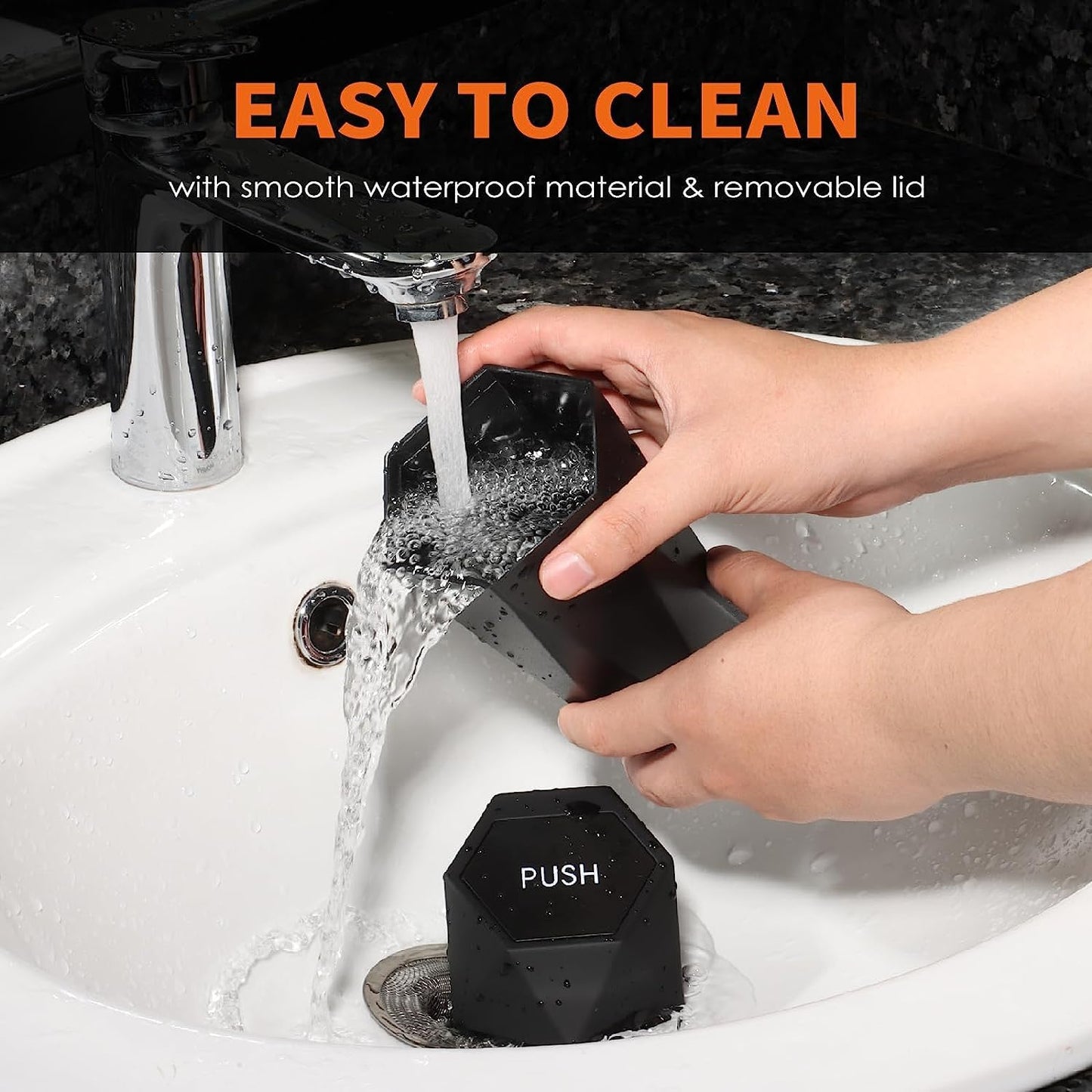 HOTOR Car Trash Can with Lid - 1 Pack, Car Accessories for Interior, Leakproof Vehicle Garbage Can with 15 Attached Trash Bags, Multipurpose Organizers and Storage for Home, Office, Black