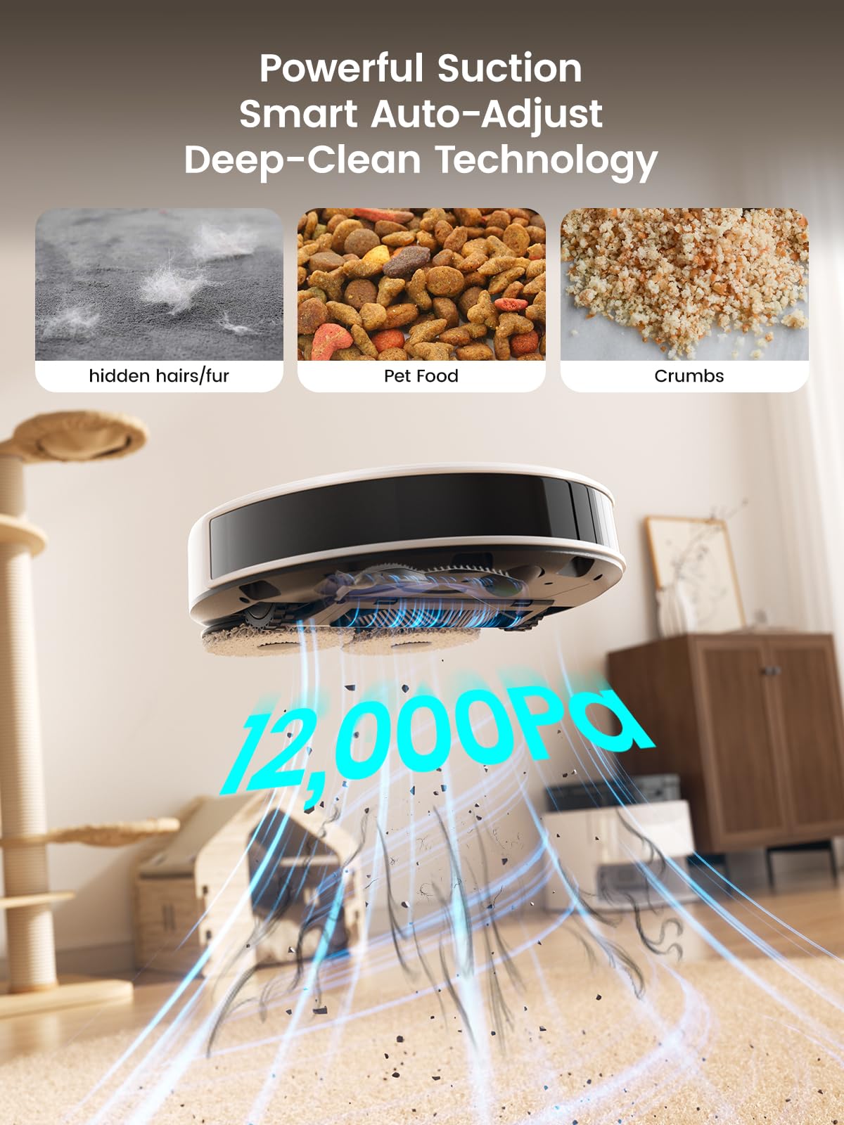 Lefant M3 Robot Vacuum, Robot Vacuum and Mop, 12000Pa Suction, Anti-Tangle Brushes, Dual Spinning Mop, Auto Mop Washing, Drying, Self-Emptying, Self-Refilling, for Pet Hair Dust, App Voice Control