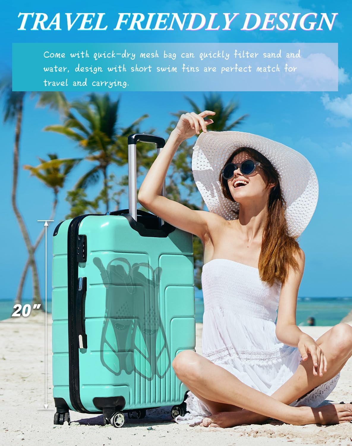 Greatever Snorkel Fins Adjustable Buckles Open Heel Swim Flippers Travel Size Short Swim Fins for Snorkeling Diving Swimming Adult Men Womens