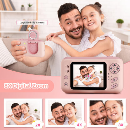Kids Camera Girls for 3 4 5 6 7 8 9 Years Old Girls,1080P HD Video Selfie Camera with 32G SD Card Kids Digital Camera Toys for Toddler Birthday Gifts Pink