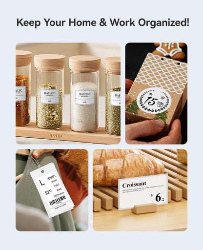 NIIMBOT B1 Label Maker Machine with Tape, Label Printer with 3 Rolls Label Paper, 50x30mm/50x80mm White Paper/50x50 Round Label for Office Supplies, Home, Business