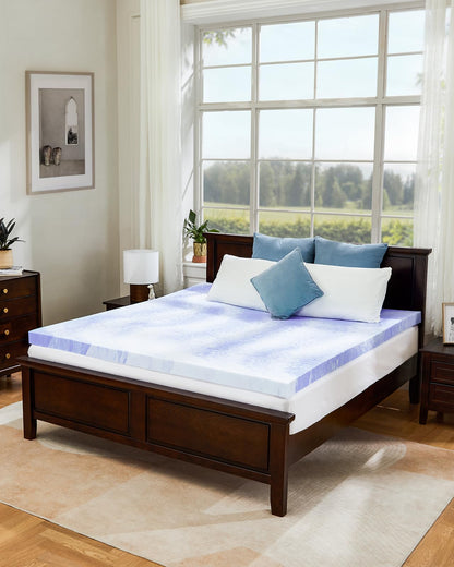 PERLECARE 3 Inch Queen Memory Foam Mattress Topper for Pressure Relief, Cooling Gel Infusion, CertiPUR-US Certified Purple, PCMTQ34PU-US