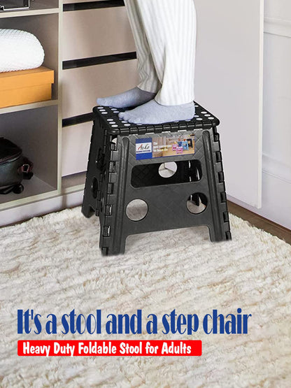 ACKO Folding Step Stool 13 inch Heavy Duty Plastic Foldable Step Stool for Kids and Adults, Small Collapsible Fold Up Stepping Stool 1 Pack