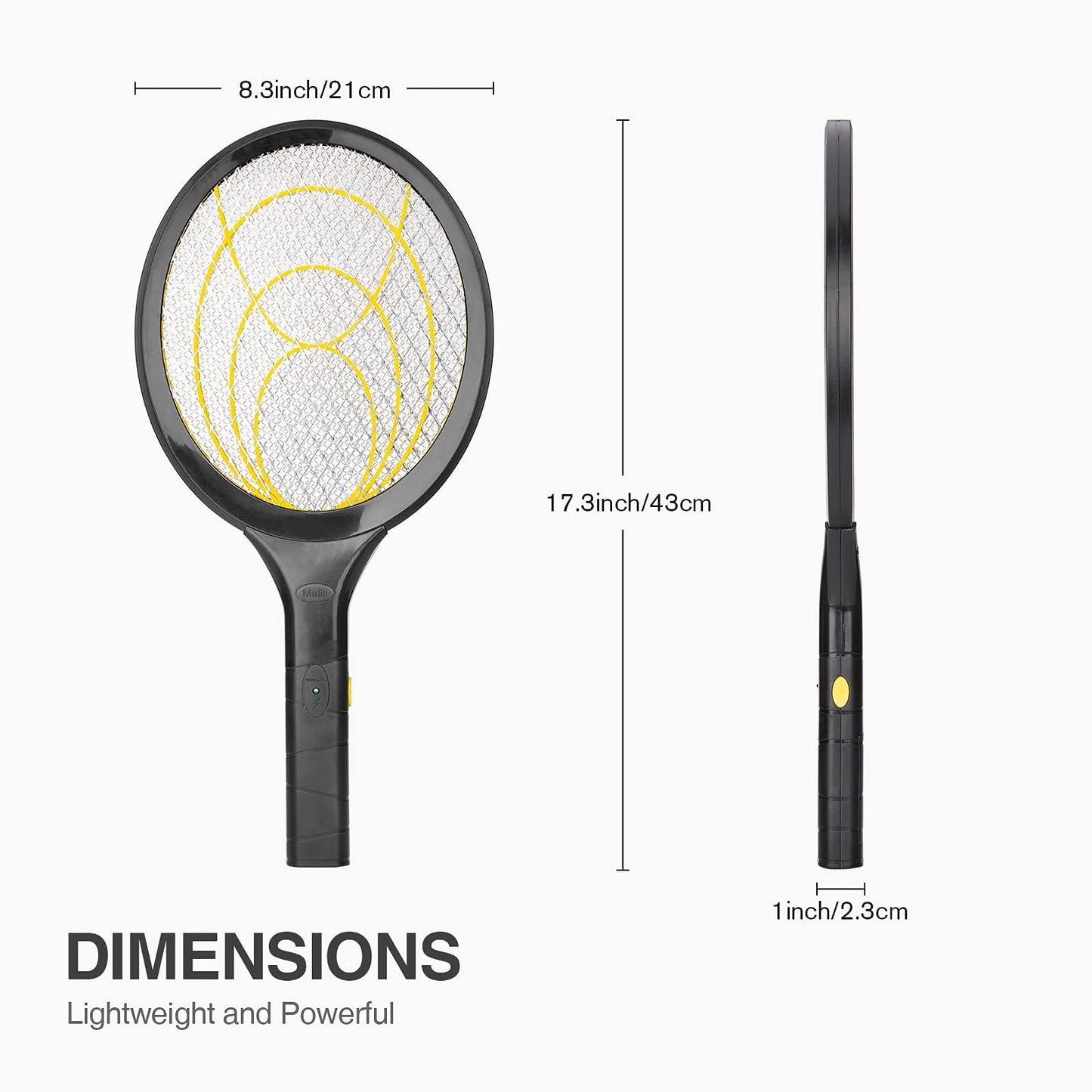 mafiti Fly Swatter Electric, Battery Powered Fly Killer Mosquito Zapper Bug Zapper Racket for Indoor Outdoor, Black