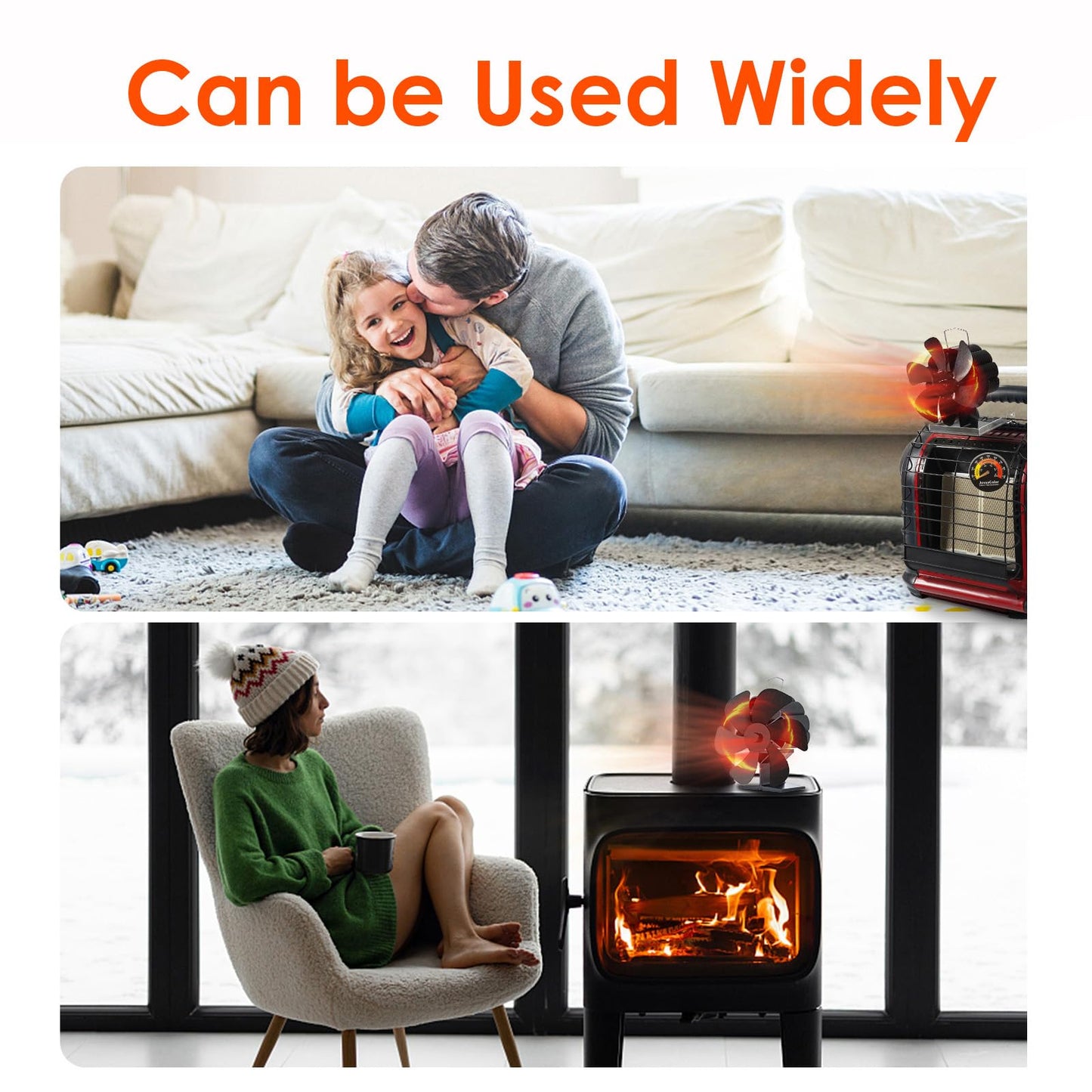 JossaColar Wood Stove Fan for Big Buddy Heater, Heat Powered Fireplace Fan Thermoelectric Thermal Fan with Bracket being Fixed on Propane heater, Camping/Picnics/Indoor Use