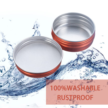 1 oz / 30ml Screw Top Aluminum Tin Jar with Screw Lid and Blank Labels (Orange - Pack of 32)