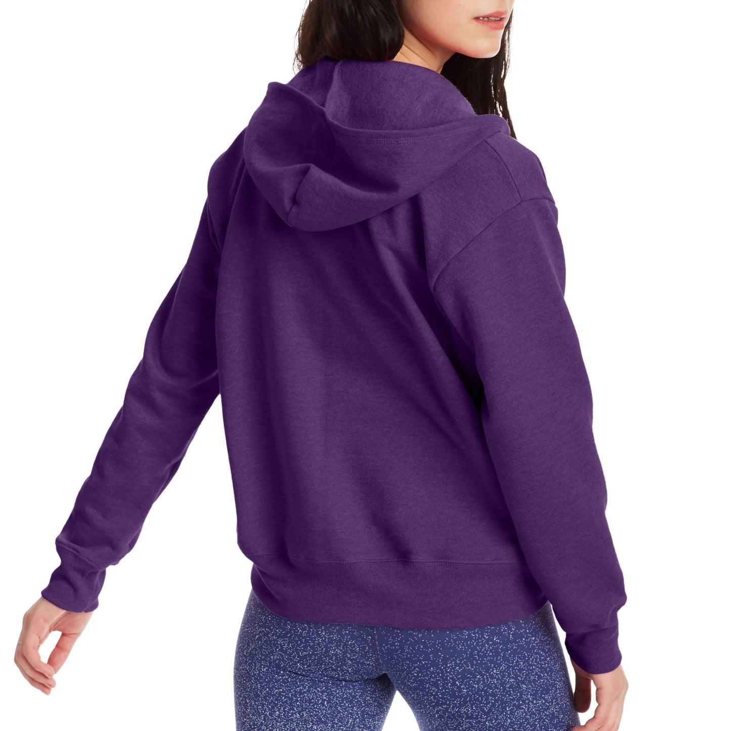 Hanes Women's EcoSmart Full-Zip Hoodie Sweatshirt, Violet Splendor Heather, Large