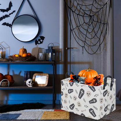 FXOCSHE Halloween goth thriller basket,Empty Halloween basket,Gothic home decor,Trick or Treat Basket for Boys and Girls,Waterproof collapsible storage box(Gothic)