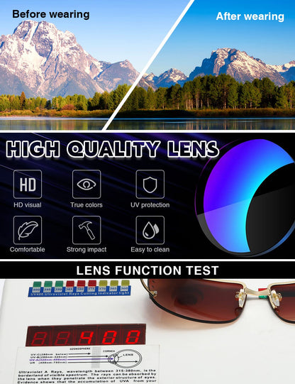 MASDUN Stylish Rimless Frameless Rectangle Sunglasses for Womens Surrounded designer trendy men (Brown Frame Brown Lens)