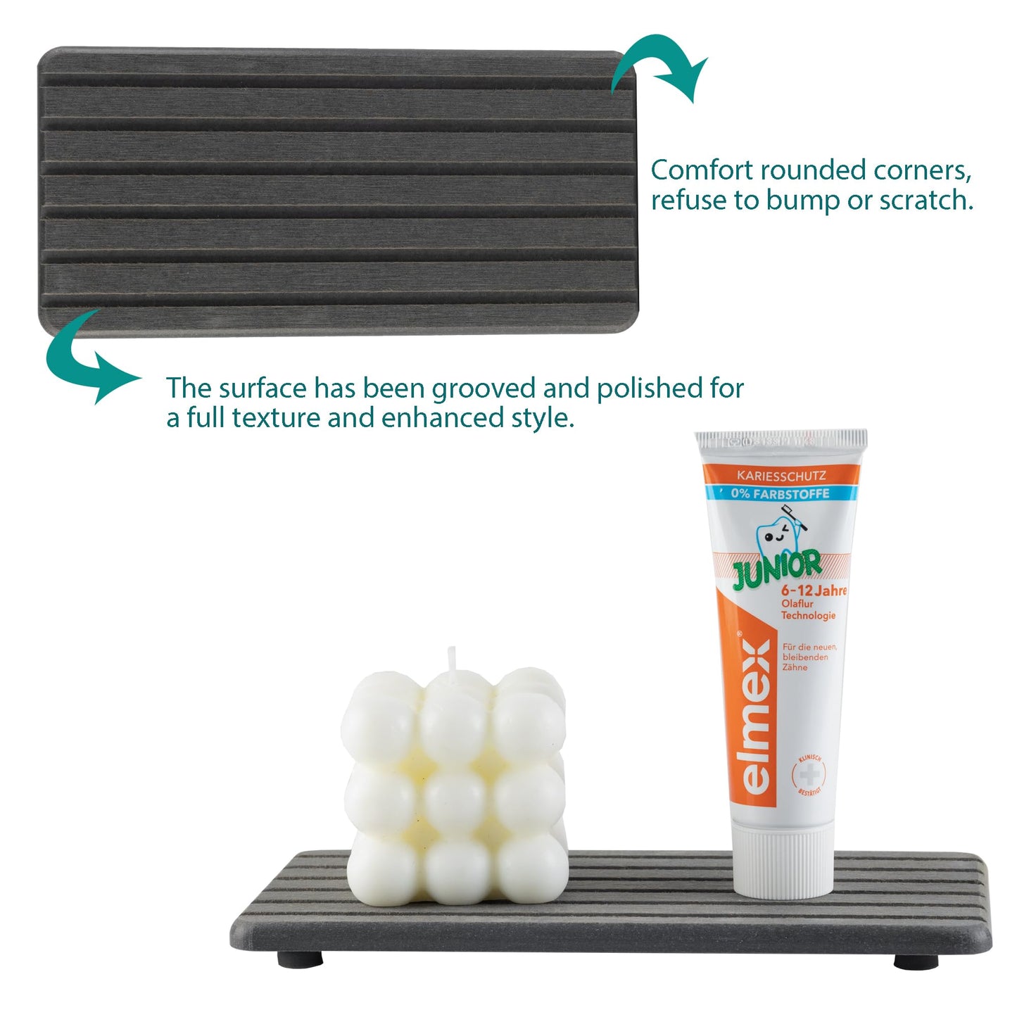 NiuYichee 2 PCS Water Absorbent Diatomite Coasters Rectangle, Grooved Design, Water Absorbing Stone Used for Hand Soaps & Plants & toiletries in The Modern Home