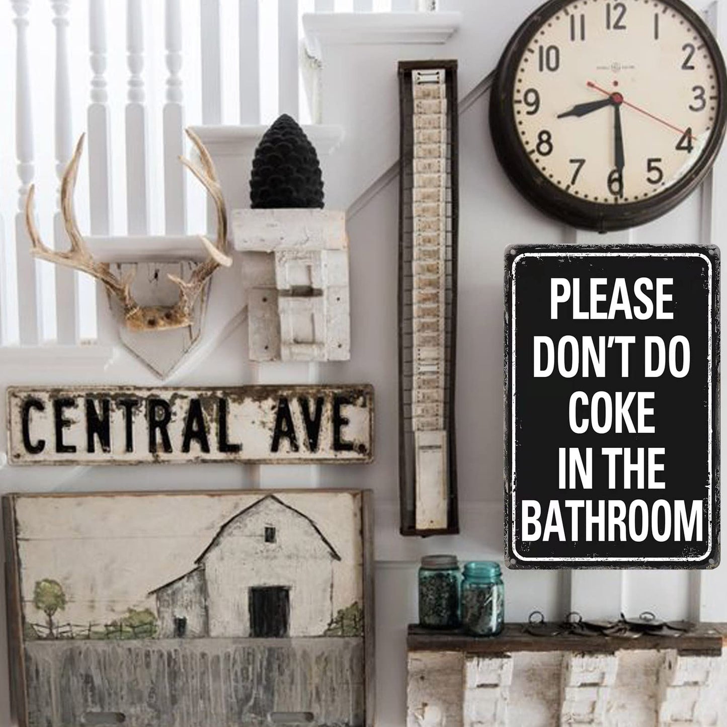 Please Don'T Do Coke In The Bathroom Sign Funny Room Decor For Men Cool Tapestry For College Dorm Metal Tin Signs Man Cave Decor Toilet Sign Black 12 X 8 Inch