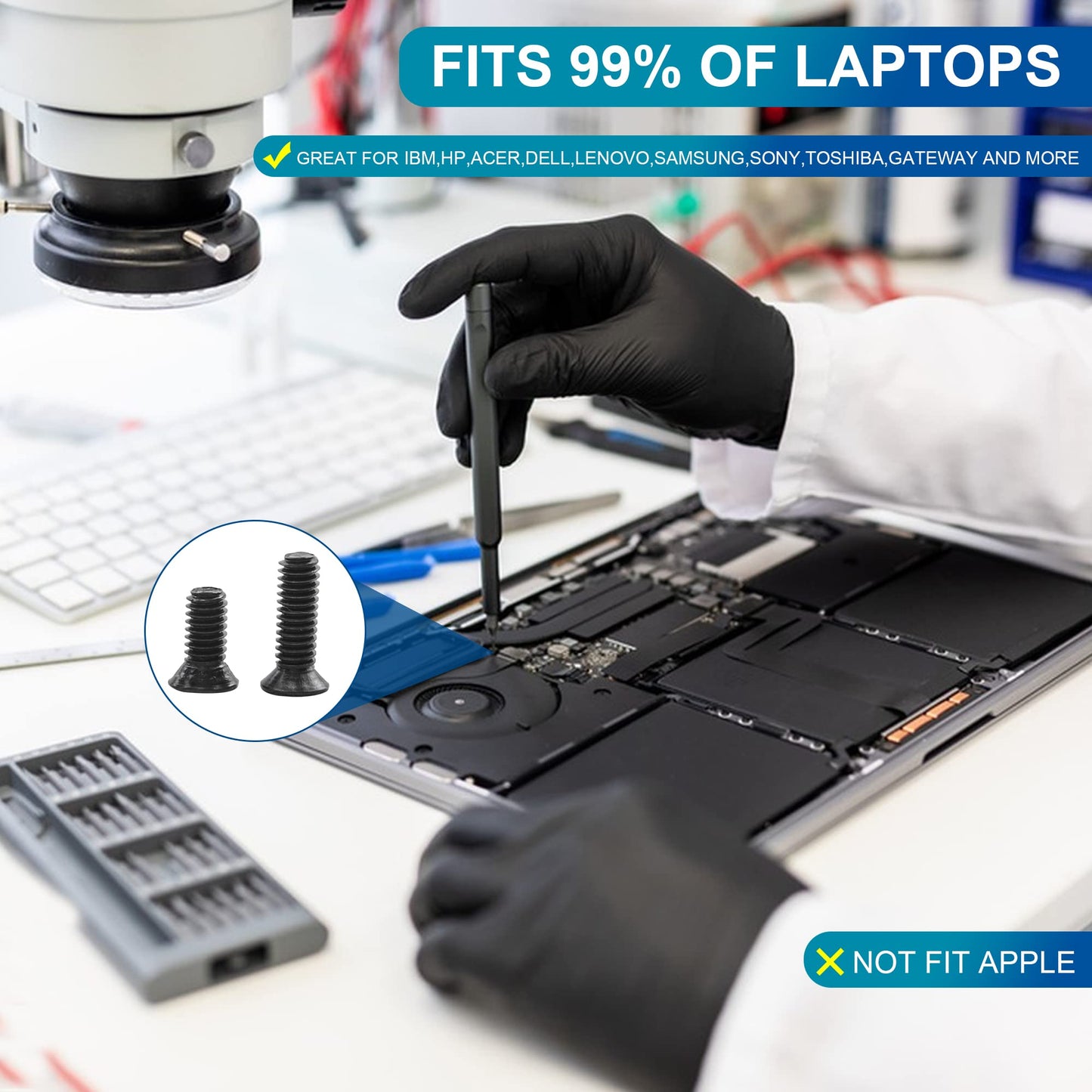 NINDEJIN 720pcs Laptop Notebook Computer Carbon Steel Screws Kit Set, Flat Head Phillips Screw Assortments, M1.4/1.7/2/2.5/3 Countersunk ssd Screws Accessories for SSD Toshiba DELL Sony Samsung