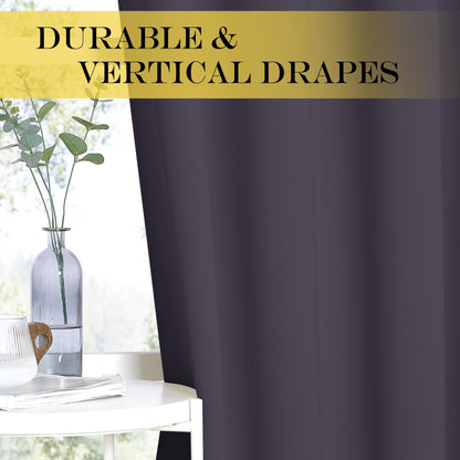 NICETOWN Blackout Drapery Curtain Panel 90 inches Long - Window Treatment Thermal Insulated Grommet Blackout Curtain/Drape for Bedroom Living Room (Greyish Purple, 1 Panel, 46 by 90 inches)
