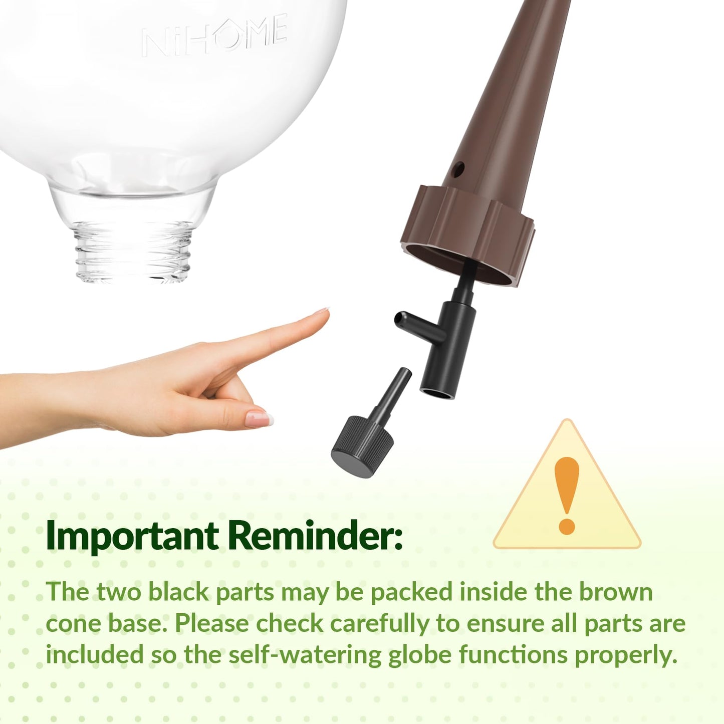 NiHome Plant Self-Watering Globes for Busy Individuals & Travelers, Long-Lasting Moisture Consistent Dripper Spike for Indoor & Outdoor Plants, Adjustable Flow Valve Easy to Refill & Maintain (2-Pack)