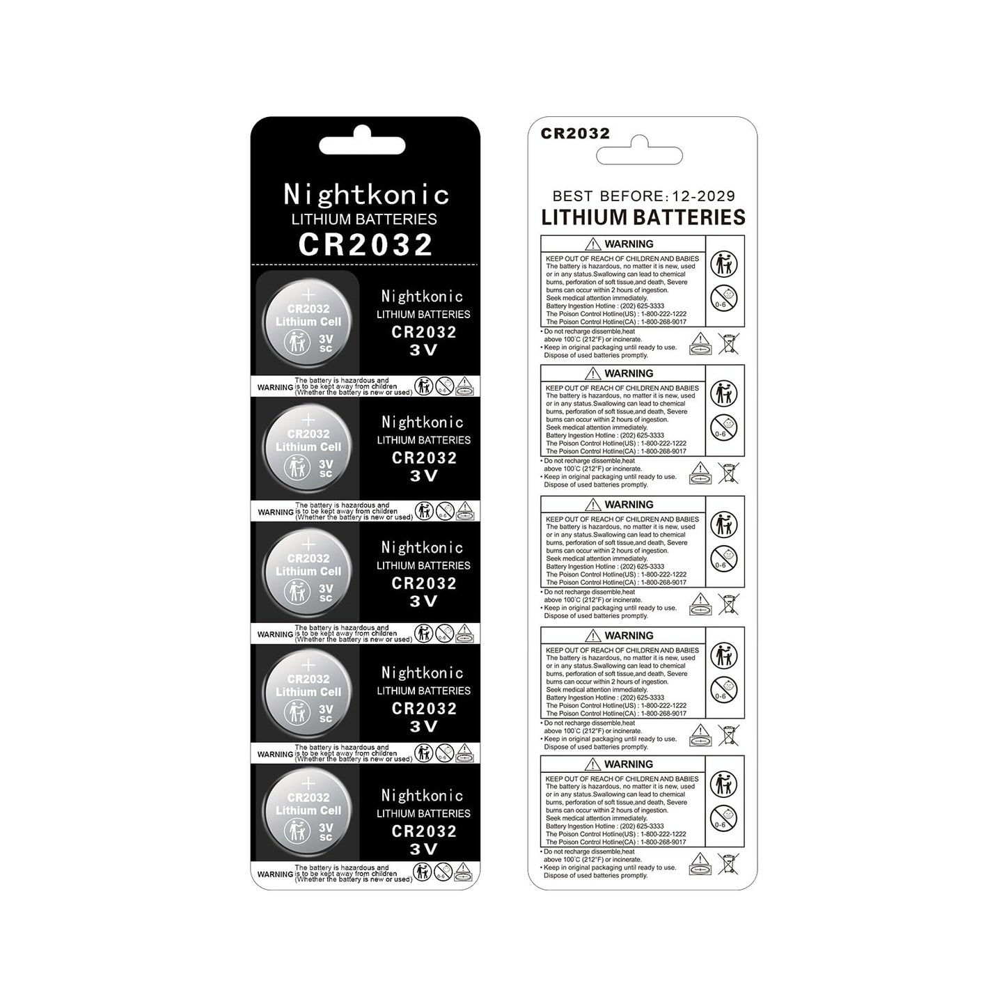 Nightkonic 50 pcs Pack - CR2032 Battery 3v Lithium Button Cell Coin 2032 Battery