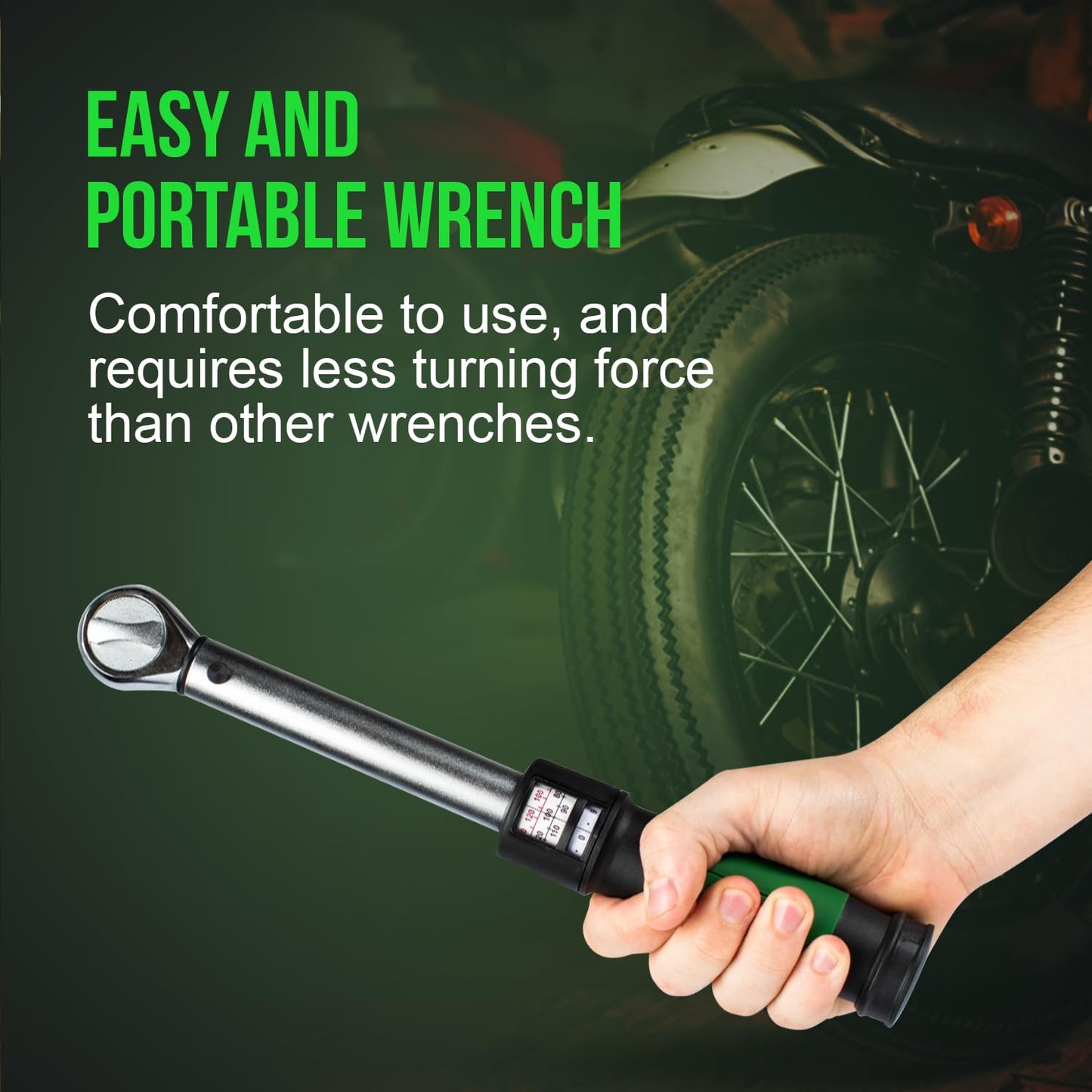 eTORK - Click-Style Torque Wrench - 3/8 Inch Drive 50-250 in.-lb., Ratchet Mechanic Tool Set Socket Wrench, Easy Read Scale, Ergonomic Grip Precision, Automotive Repairs, Professional Hand Tools