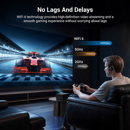 Official Licensed Netflix Smart Projector, HAPPRUN Projector 4K with Wifi and Bluetooth, DoIby Audio, Built-in Apps, Native 1080P 1000ANSI,Electric Focus, Portable Projector for Home Cinema, Bedroom