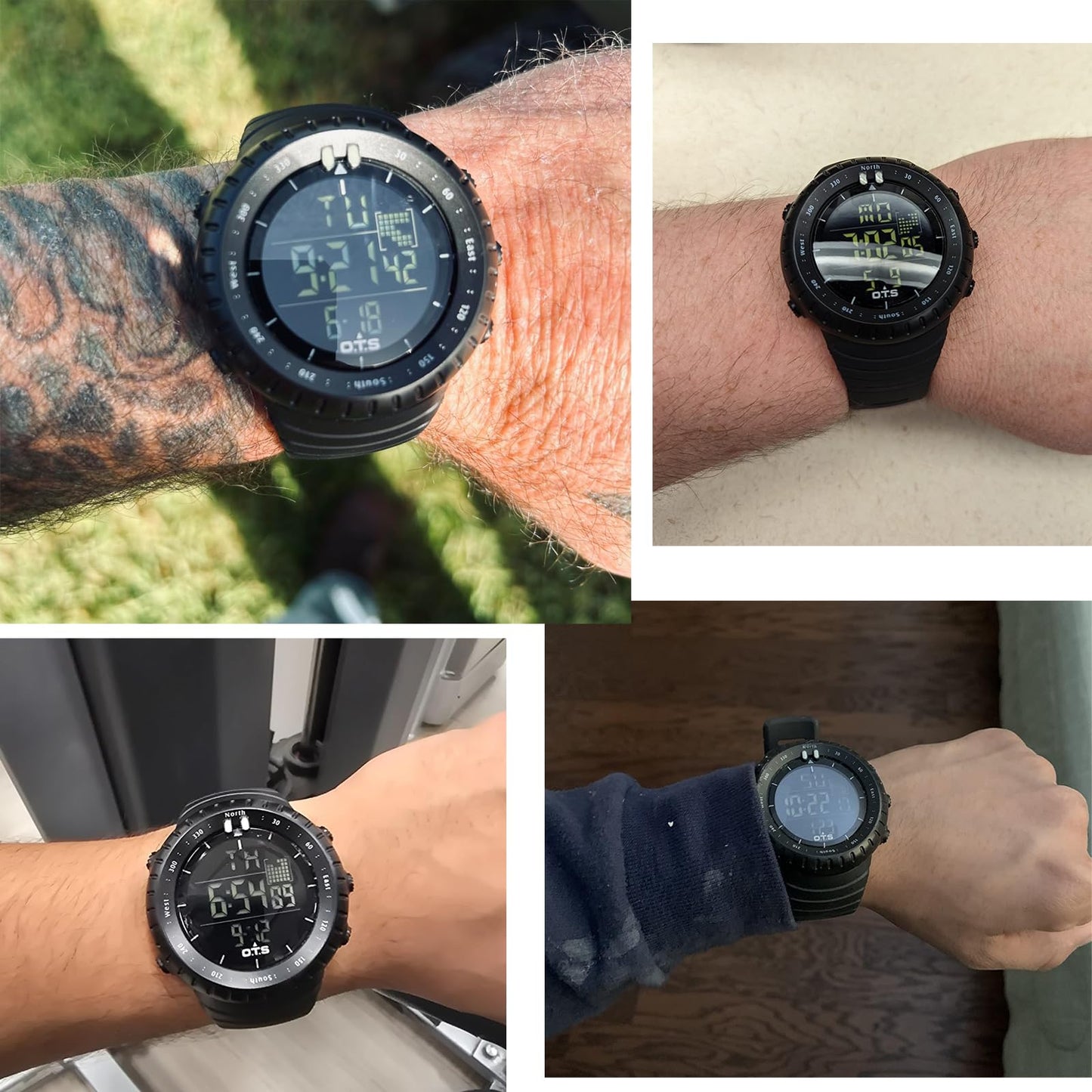 PALADA Men's Digital Sports Watch Waterproof Tactical Watch with LED Backlight Watches for Men (Black)