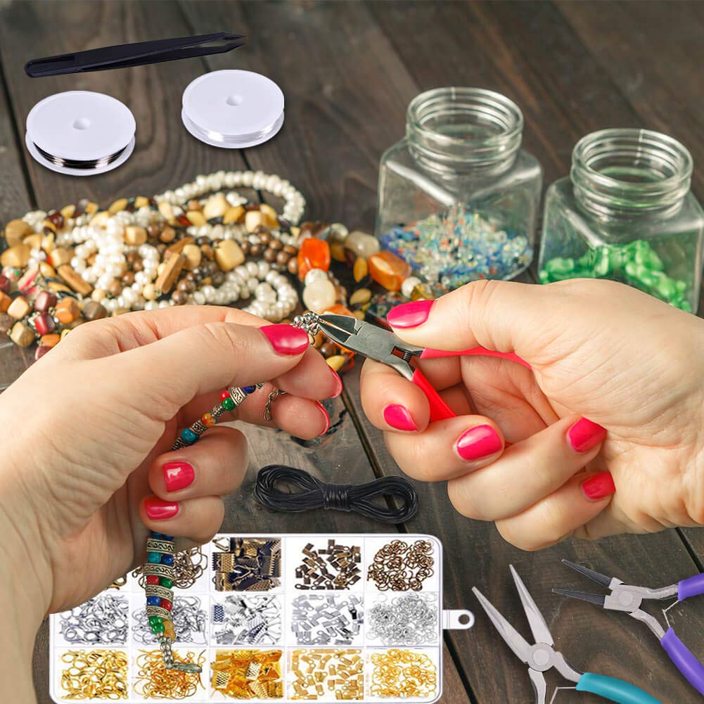 anezus Jewelry Repair Kit with Jewelry Pliers, Jewelry Making Tools, Beading String and Jewelry Making Supplies for Jewelry Repair, Jewelry Making and Beading