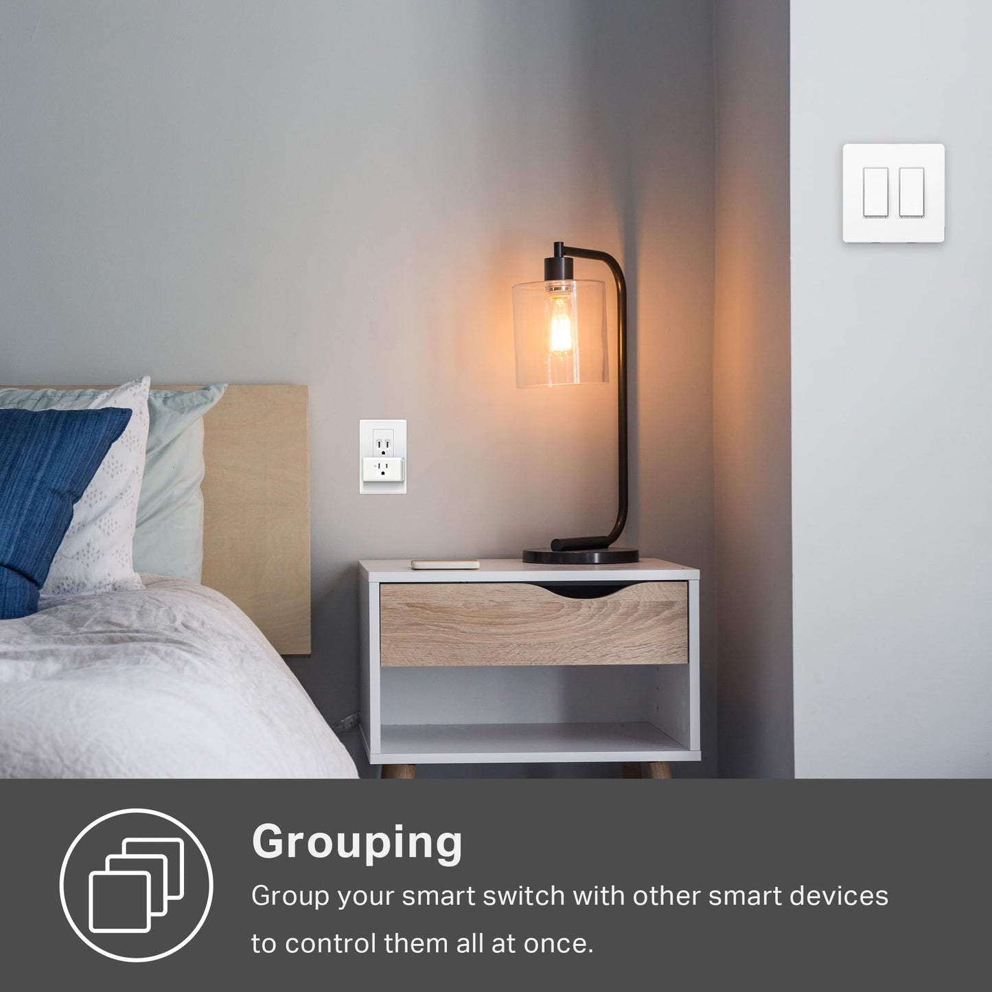 Kasa Smart Switch 2-Gang HS200-2, Single Pole,Neutral Wire Required, 2.4GHz Wi-Fi Light Switch Compatible with Alexa and Google Home, UL Certified, No Hub Required, White