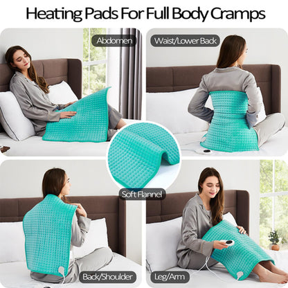 Heating Pad for Back Pain Relief & Cramps - Electric Heating Pads with Auto Shut Off -10 Heat Settings 6 Level Timer Dry & Moist Heat Pads Machine Washable - XXL Heating Pads (20"x24" Green)