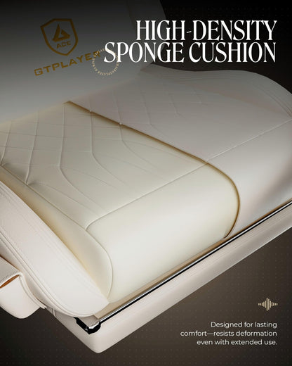 GTPLAYER Gaming Chair with Speakers, Video Game Chairs with Footrest, PC Gamer Chairs for Adults - Padded High Back Ergonomic Reclining Silla Gamer, Linkage Armrest, Ace Pro, Ivory