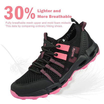 MAINCH Women's Hiking Water Shoes Quick Dry Outdoor Sport Sneakers (Black Rose, Size 8)