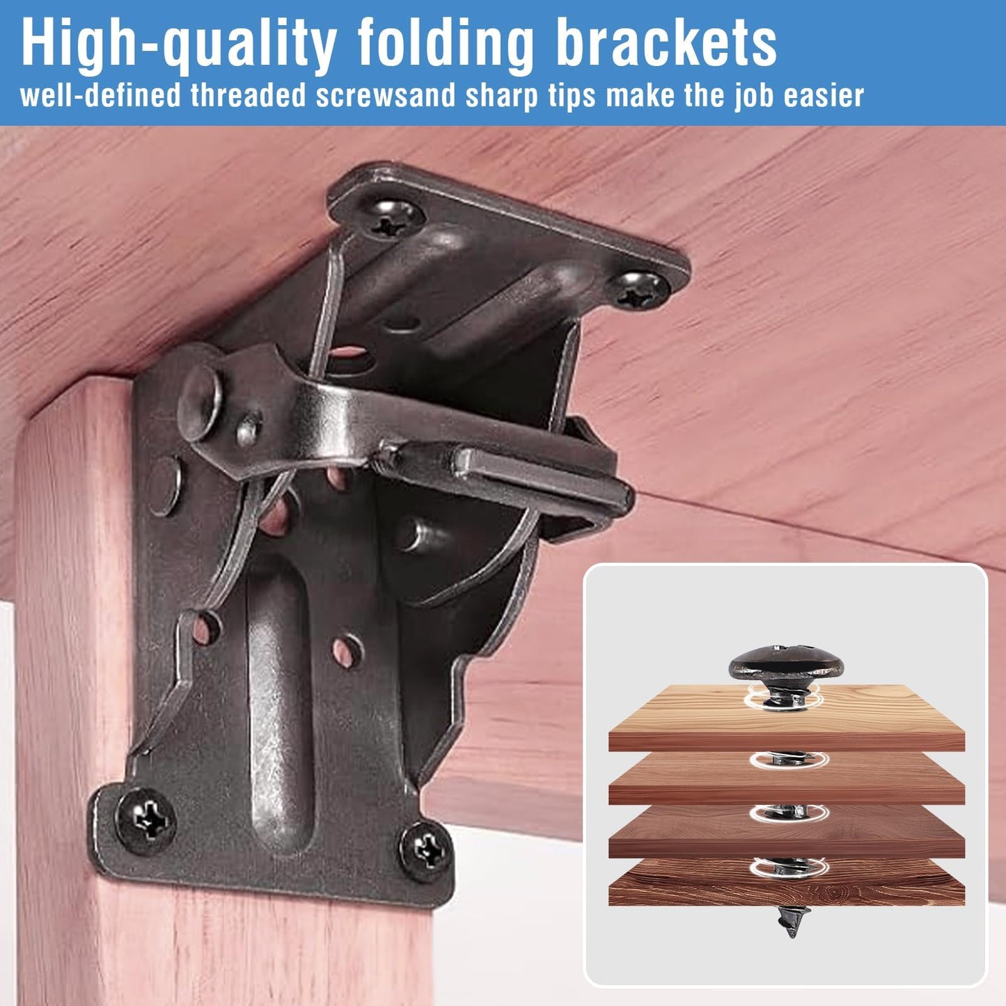 8 Pack Locking Hinge for Folding Table Brackets, Heavy Duty Folding Brackets 90 Degree Self Locking Folding Hinge for Table Legs Furniture