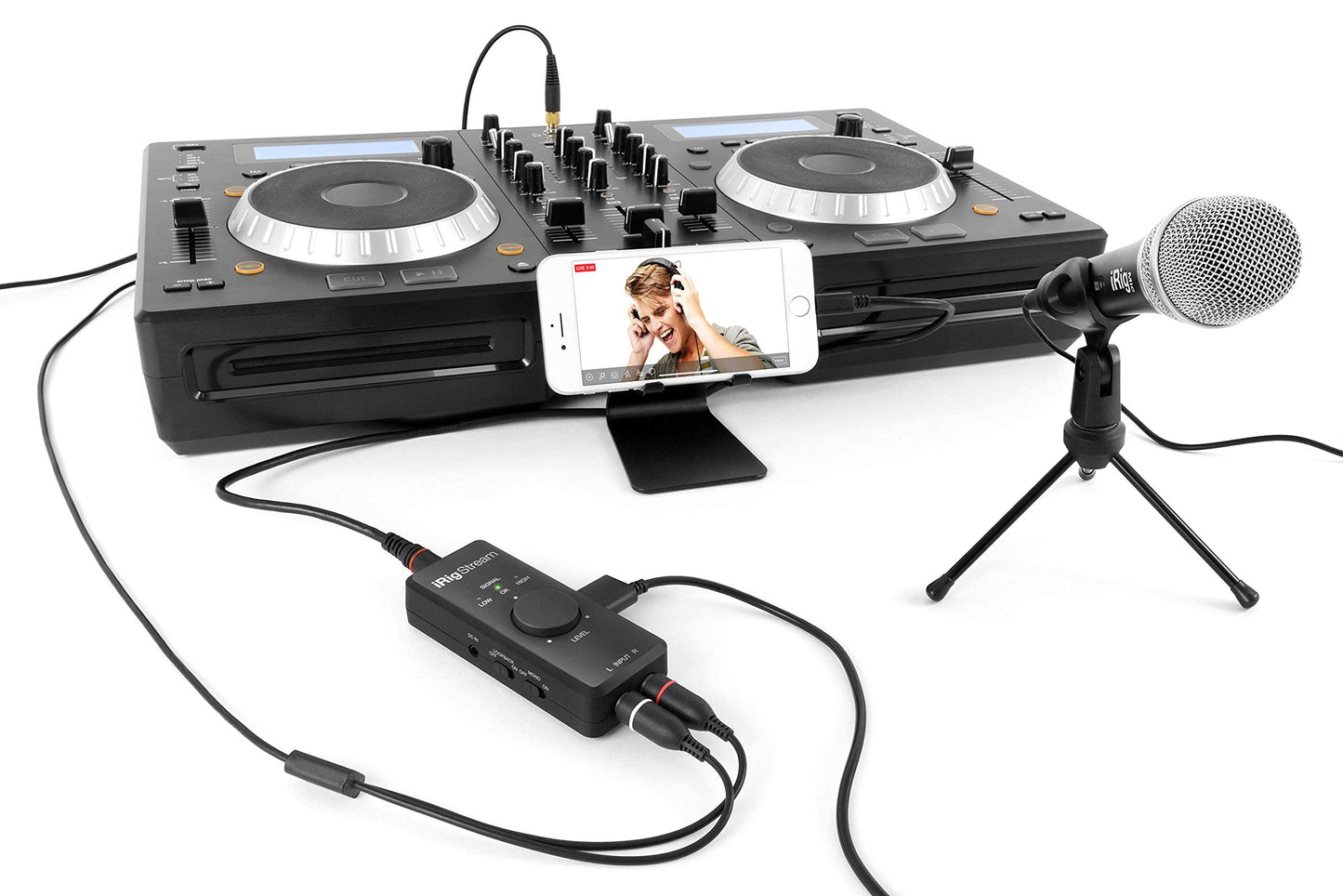 IK Multimedia iRig Stream stereo audio interface for iPhone, iPad, Mac, iOS and PC with USB-C, Lightning and USB for 24-bit, 48 kHz recording from mixers and studio gear
