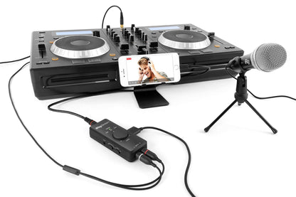 IK Multimedia iRig Stream stereo audio interface for iPhone, iPad, Mac, iOS and PC with USB-C, Lightning and USB for 24-bit, 48 kHz recording from mixers and studio gear