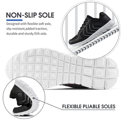 Alicegana Women's Breathable Mesh Tennis Athletic Lace up Fashion Walking Comfort Lightweight Running Sneakers Sports Shoes, Black