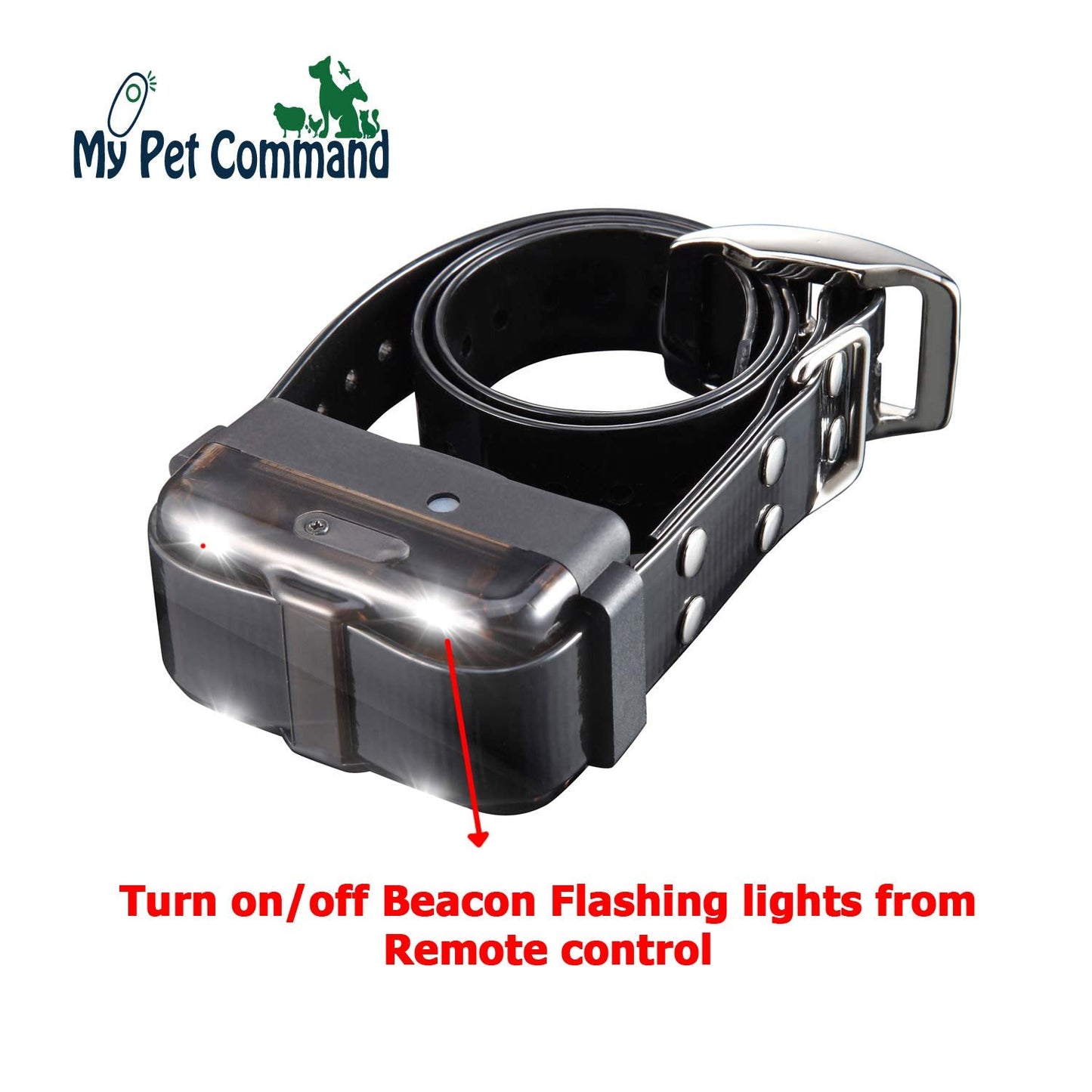 My Pet Command 1.25 Mile (6600 Ft) Dog Training Extra Collar Safe Dog Shock Collar Shock, Vibrate, Tone and Flashing Beacon Lights Waterproof Rechargeable Dog Hunting add Up to 3 Collars